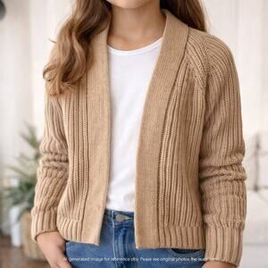 GAP Kids Chunky Knit Open Front Cardigan Beige XXL Cotton